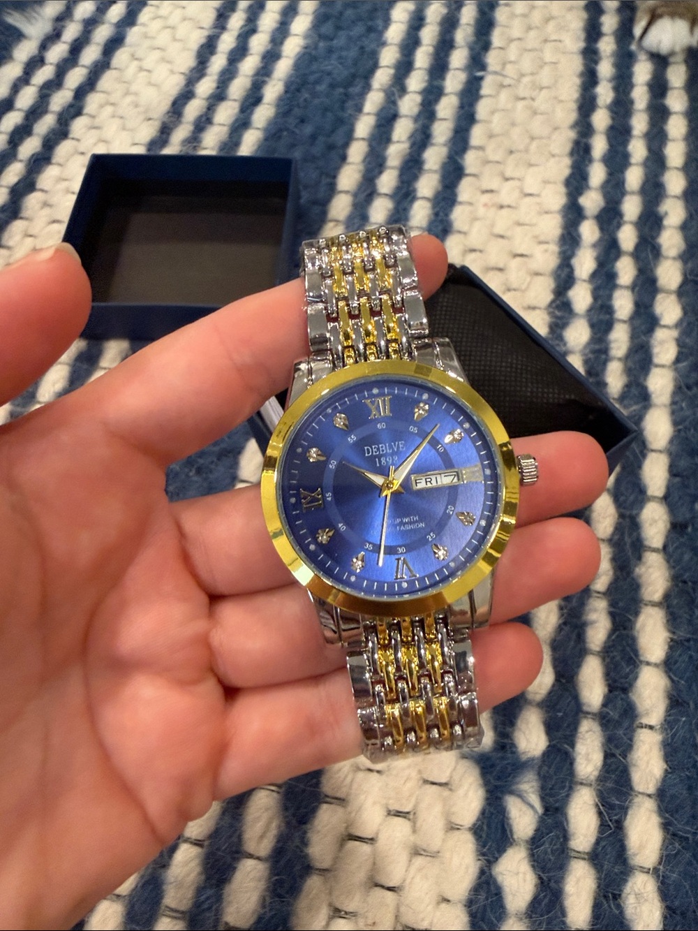 Two-Tone Blue Dial Men's Watch